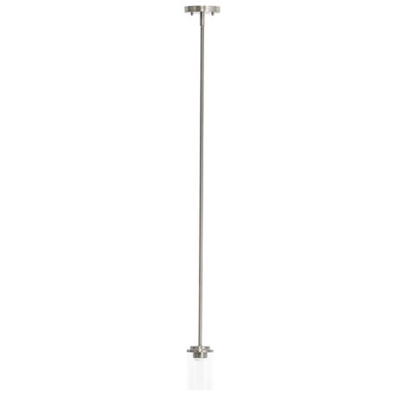 Lalia Home 1-Light 5.75" Industrial Farmhouse Adjustable Hanging Clear Cylinder Glass Pendant, Brushed Nickel LHP-3011-BN
